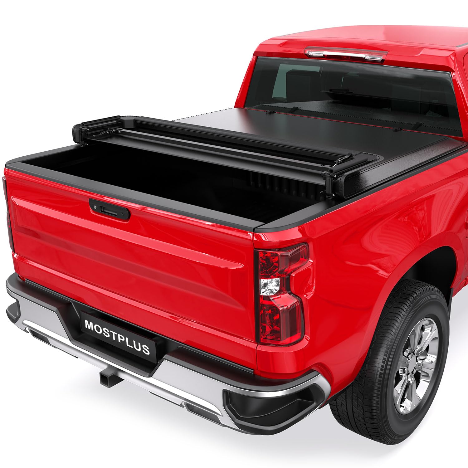 Photo 1 of MOSTPLUS Quad Fold Soft Truck Bed Tonneau Cover Compatible for 2014-2019 Chevy Silverado GMC Sierra 1500 2015-2018 Silverado Sierra 2500 3500 HD 6.5/6.6 FT Bed Fleetside On Top