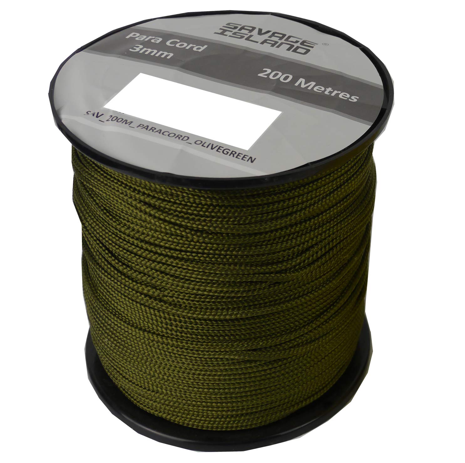 Savage Island 200m Reel Paracord Army Camping for Tent Basha Bivi Shelter Buidling Hammock Gardening Bushcraft (Olive Green)