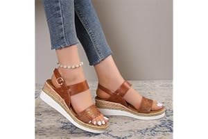 DHEVA-C Orthopedic Sandals for Women,Women Walking Slippers with Arch Support Wedge Sandals Summer Dressy Open Toe Ankle Strap Platform Beach Casual Slip on Sandals Beach Dress Comfortable (Brown-2, 9)