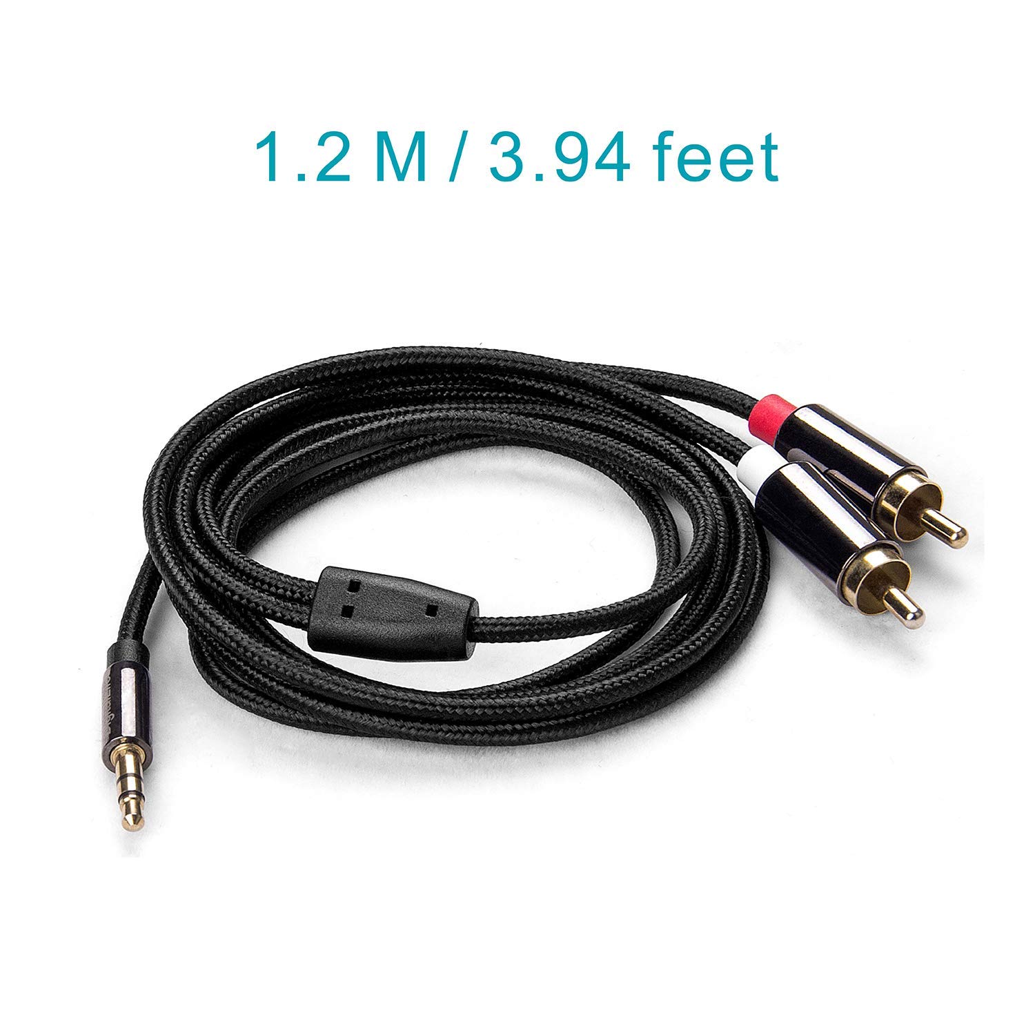 Cable Estéreo 3,5 mm RCA - DigitalLife 3,5 mm (Macho) Jack a 2 RCA Macho (L/R) Audio Estéreo Cable de Extensión - Y Adaptador Divisor de Audio(1, 2 m)