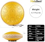 MeloBeat 13 Inch 15 Notes Steel Tongue Drum D Major Yellow with Bag view 5