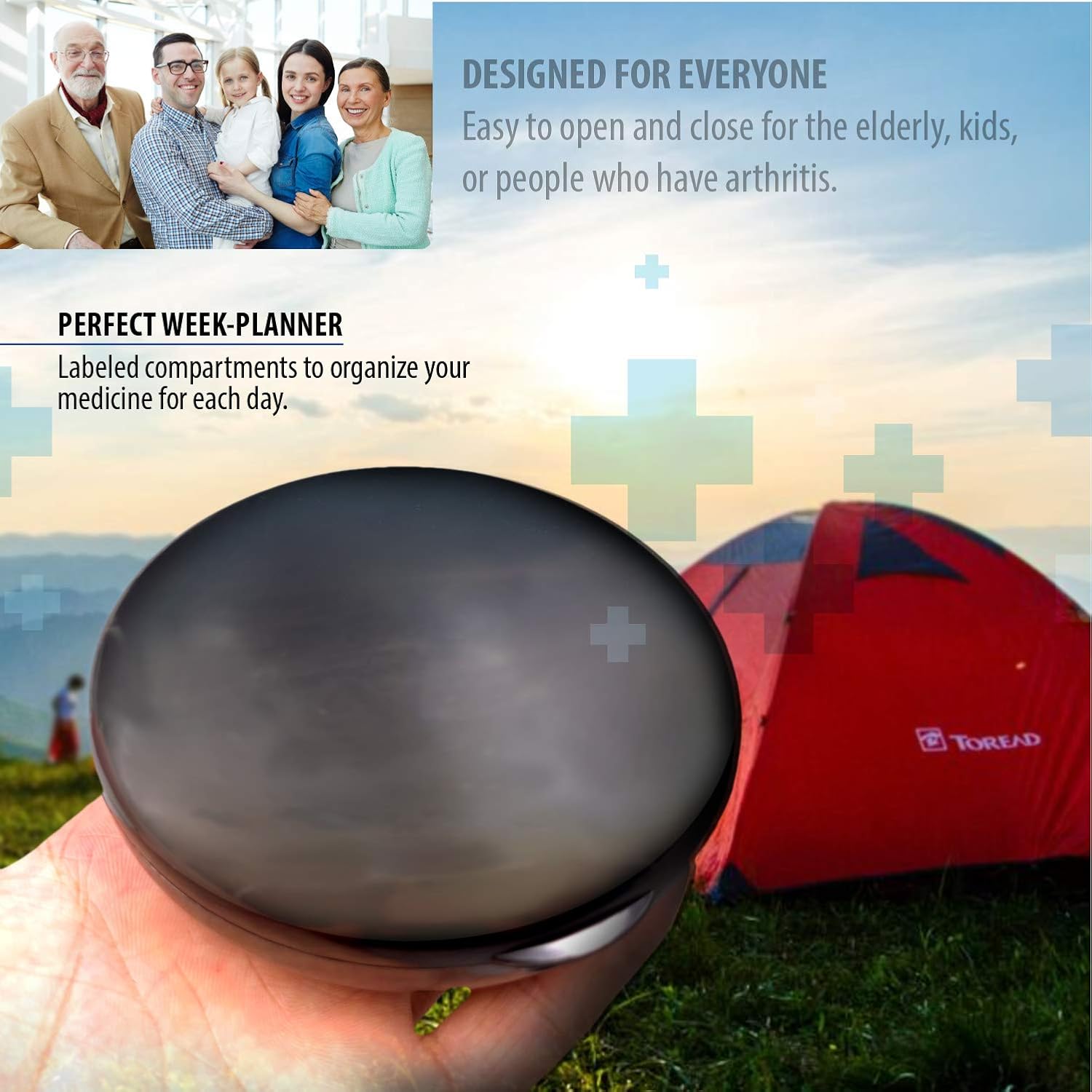 Single lid 7 compartments portable pill box medicine planner case (seven day weekly travel container) Medication, vitamin holder boxes organizer pillbox dispenser organizer, sorter reminder containers: Health & Personal Care