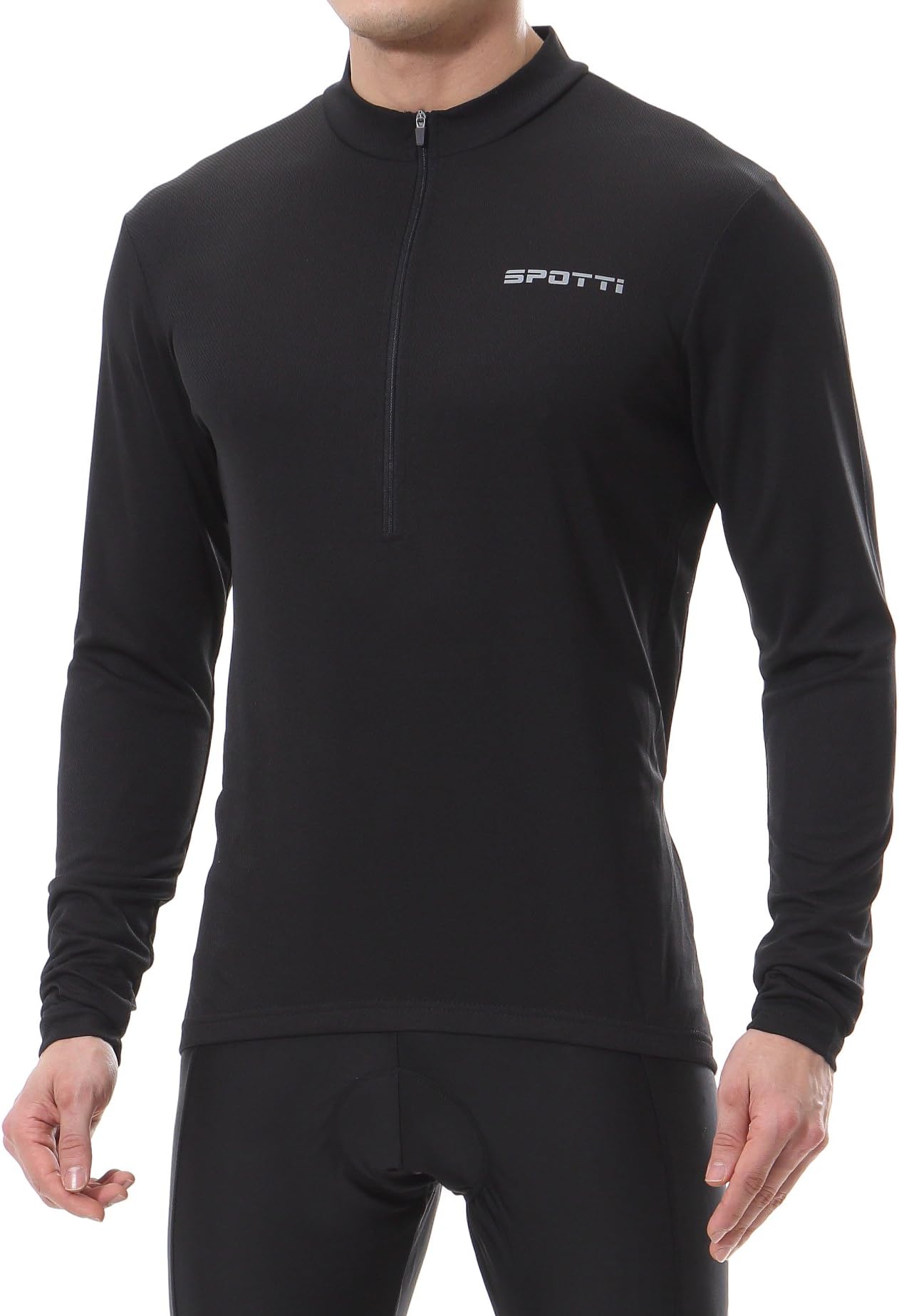 Spotti Men's Cycling Bike Jersey Long Sleeve with 3 Rear Pockets - Moisture Wicking, Breathable, Quick Dry Biking Shirt