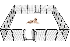 Petorldog Metal Dog Playpen, 40" Inch Height 24 Panels, Ideal Dog Fence for Large/Medium/Small Dogs Indoor & Outdoor Bliss, Perfect Dog Pen for Camping, Yard and RV | Black-Silver