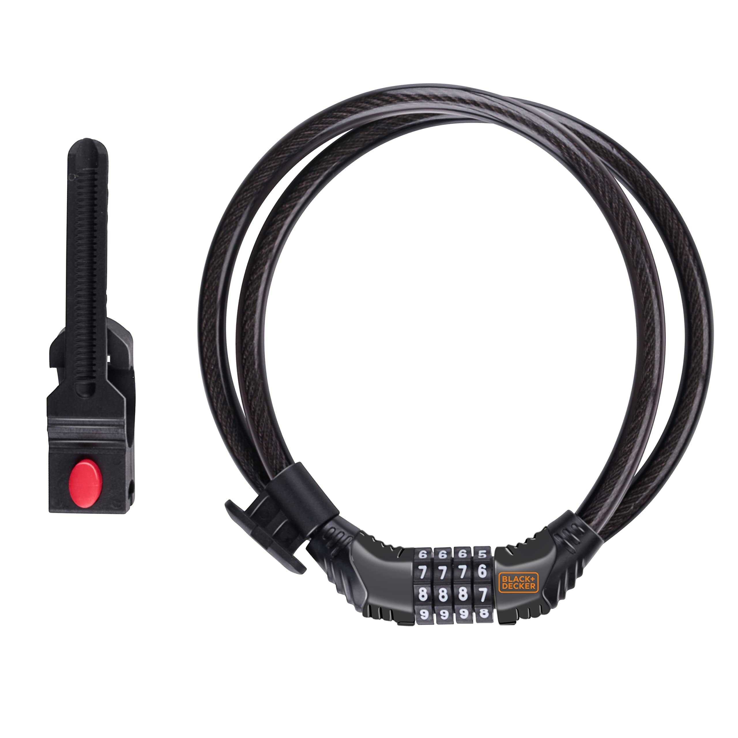 BLACK+DECKER Combination Lock - Diameter 10 x 180 cm - Bicycle/Scooter/Motorcycle - 4 Digits