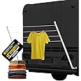 Stromberg Carlson CL-100 RV Bumper Mounted Clothesline - 48" Long Aluminum Foldable Laundry Drying Rack for Camping, Travel, & Outdoor Use, Removable Line for Wet Clothing - Fits 4" Square Bumpers