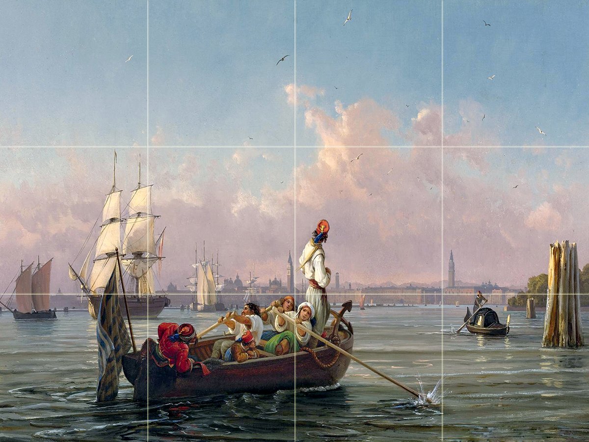 IN THE LAGOON VENICE F. Nerly Tile Mural Bathroom Backsplash Marble Ceramic - Picture 11 of 14