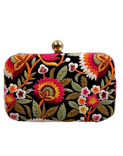 DUCHESS Womens Cotton Clutch Black Multi (M_DUCHESS_480281471)