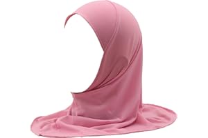 Modest Beauty Girls Hijab Muslim Kids Scarf Headwear Solid Color for 2-6 Years Ready to Wear
