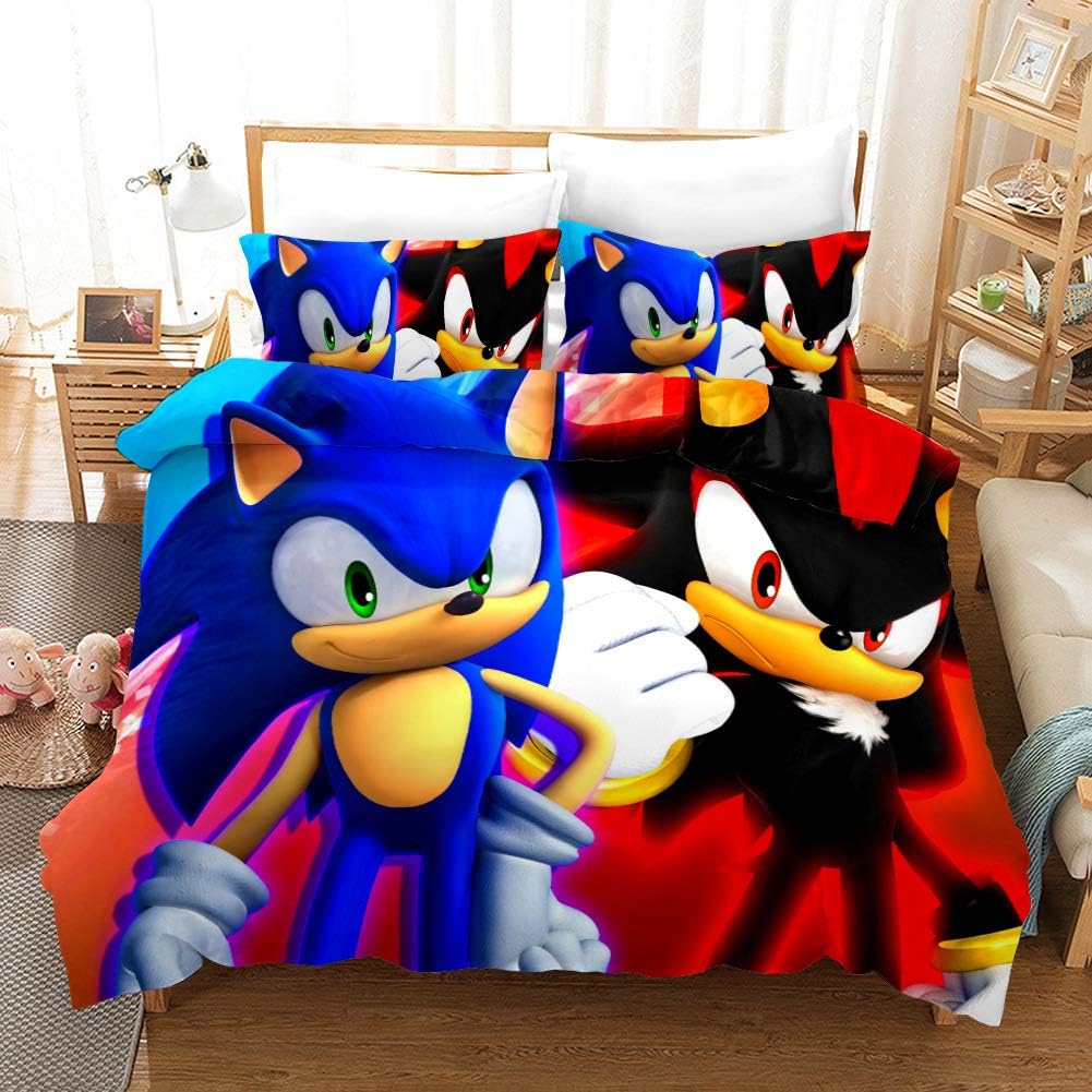 Y&C 3D Sonic The Hedgehog Duvet Cover Set for Boys Soft 3