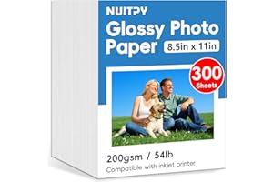 NUITPY 300 Sheets Glossy Photo Paper, 8.5in x 11in Inkjet Photo Printer Paper, Picture Paper for Photos, Calendars, Brochures, Cards, Menus(200gsm / 54lb)