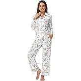 BambooBud Pajamas Set for Women Soft Knit Button Down Sleepwear 2 Piece Breathable Viscose from Bamboo Pjs S-XXL