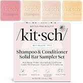 Kitsch Shampoo and Conditioner Set - 4pc Sampler Bars for Hair Growth | Rice Water Shampoo and Conditioner, Castor Oil Shampoo &amp; Coconut Oil Conditioner - Bottle-Free Beauty for Repair &amp; Moisture