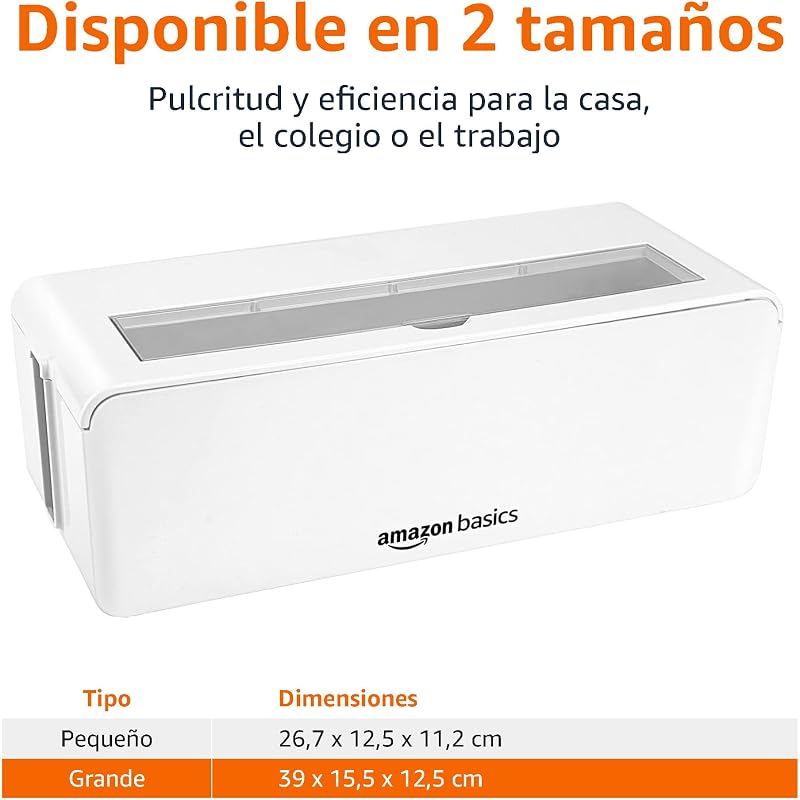 Caja organizadora de cables para ocultar y organizar cables, tamaño grande, Blanco