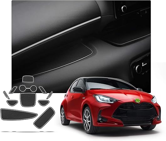 Amazon Ruiya トヨタヤリス Yaris 専用 インテリアラバーマット コンソールマット ドアポケットマット ドリンクホルダー 滑り止め 保護 ゴムマット 白 ノンスリップマット 車 バイク