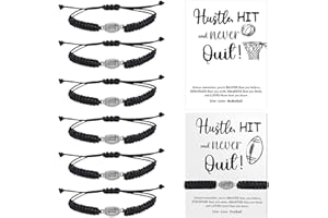 AIOMOB 12 Sets Sports Bracelets Gifts Adjustable Woven Bracelets with Inspirational Cards Volleyball Basketball Football Soccer Tennis Softball Gift for Spots Team Players Party Favors bulk