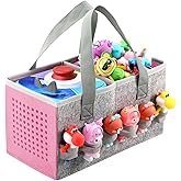 Seracle Carrying Case Travel Felt Bag Compatible with Toniebox 1/2 Audio Player Starter Set and Tonies Figurine (Gray+Pink)