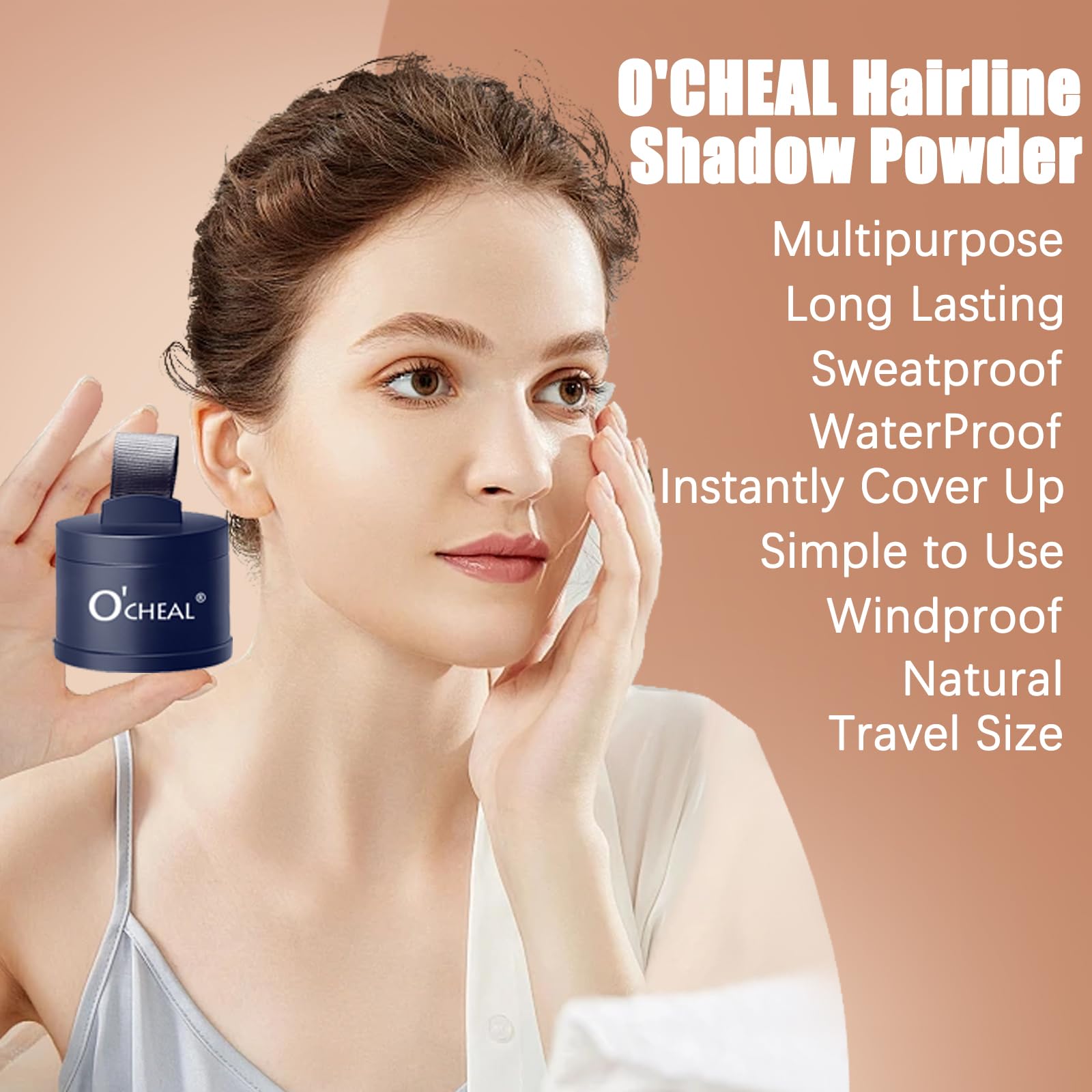 O'CHEAL Black Hairline Powder, Hair Loss Cover Up Powder, Hair Fibers for Thinning Hair, Instantly Root Touch Up Hair Color for Gray Hair Coverage, Sweatproof Hairline Shadow Powder for Men and Women