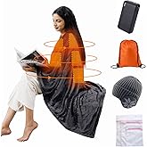 Heated Blanket with 20000mAh 22.2W Power Bank, Large 70'' x 42'', 3 Heat Levels, 11 Heating Zones, 1-6 Hour Timer, Includes Winter Hat, Storage Bag, and Laundry Bag, Portable Battery-Powered Shawl