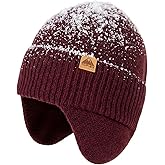 TOP-EX DryKnit™ Unisex 80% Merino Wool Waterproof Beanie with Ear Flap Warm Winter Fleece Lined Beanie Hat M/L/XL