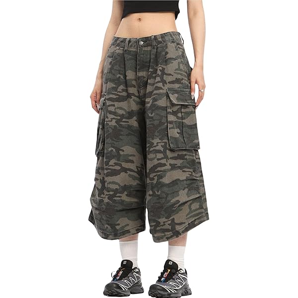 Baggy Jorts Y2k Camo Cargo Shorts for Men Loose Vintage Grunge