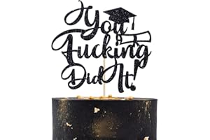 DEJUPGAR You Did It Cake Topper, Funny Class of 2024 Graduation Cake Decorations, So Proud of You, Congrats Grad Party Decorations Supplies Black Glitter