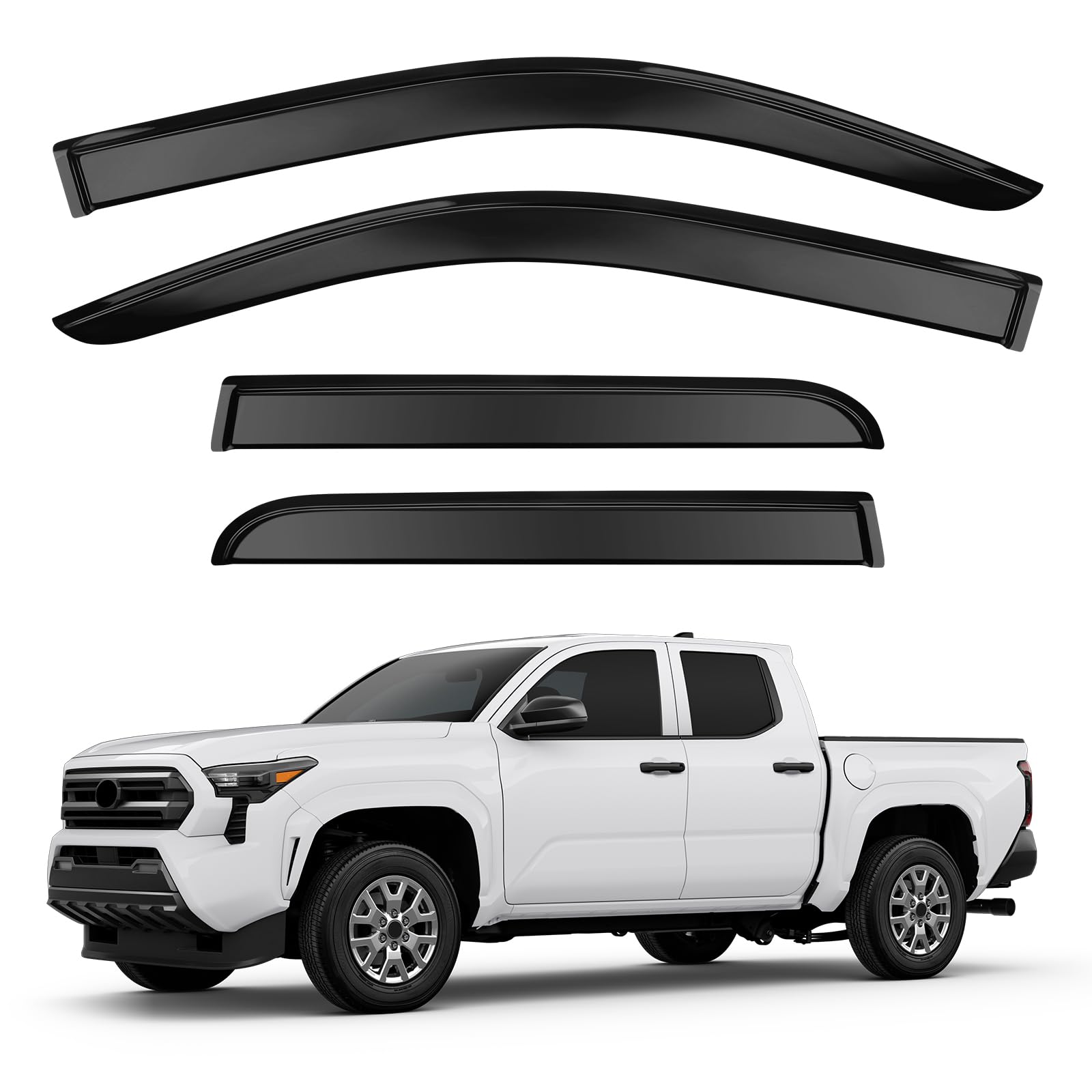 Photo 1 of TECHPICCO Tape-On Rain Guards for Tacoma 2024 2025, Side Window Deflectors Window Visor Rain Guards Vent Guard Shade Deflectors Compatible with Toyota Tacoma Accessories 2024 2025