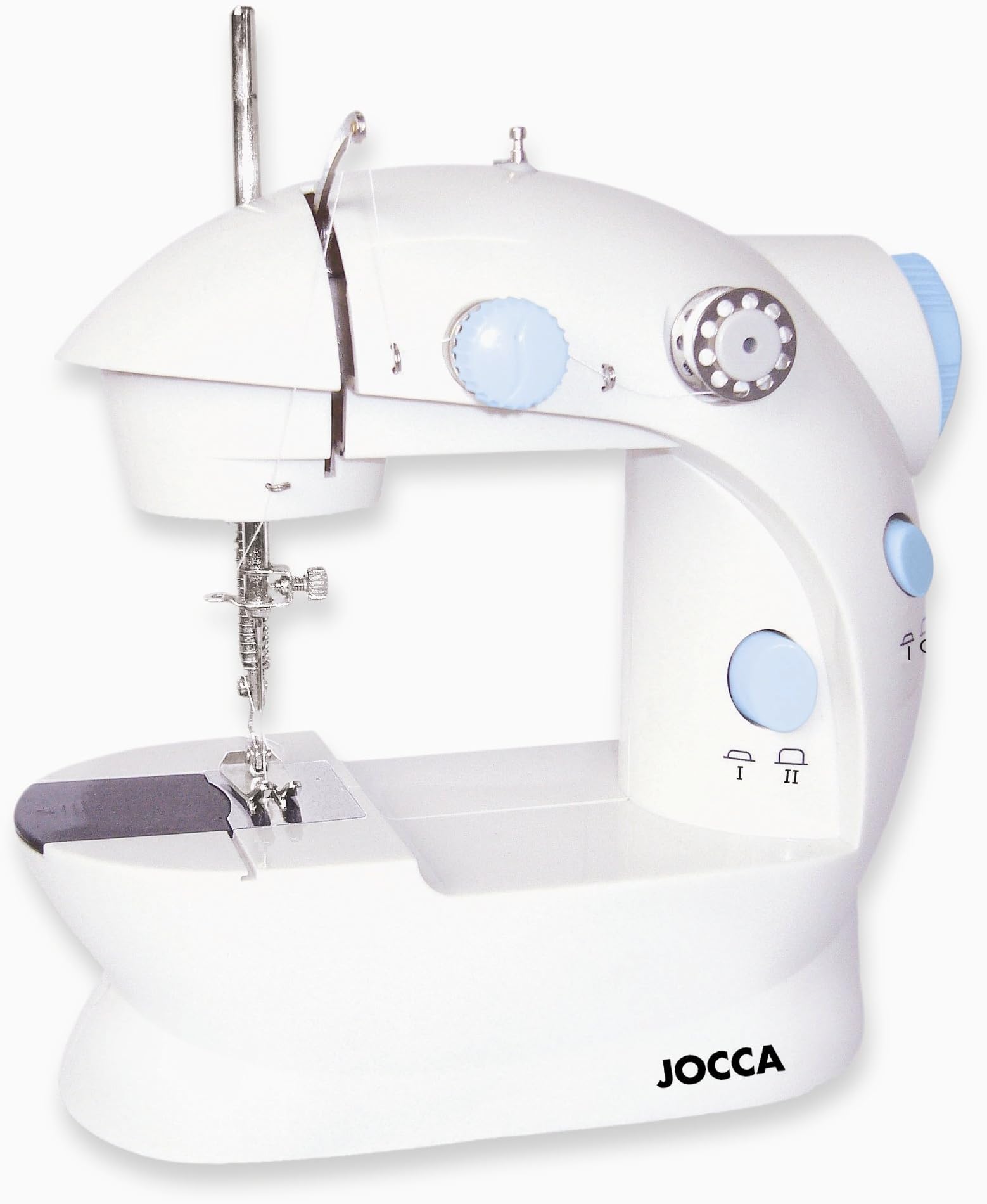 Jocca Electric Compact Sewing Machine with Double Stitching, 4 bobbins and Needle, White, 19.7 x 11.6 x 19.2 cm