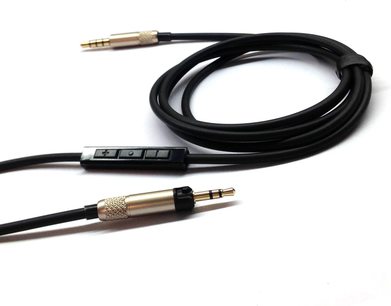 Black Replacement cable with Remote & Mic for iphone ipod ipad to Audio Technica ATH-M50x ATH-M40x Headphones