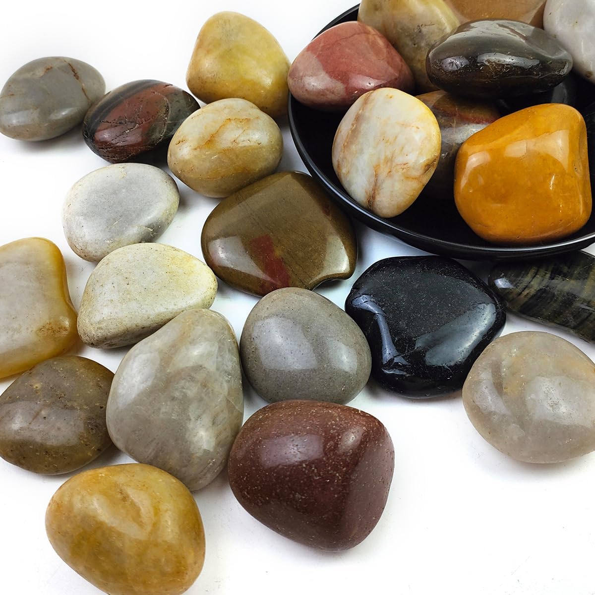 Hardscaping Materials - 10LB Mixed Color River Rocks - 2-3 inch High Polished Decorative Pebbles, Polished Stones for Landscaping, Natural River Rocks for Outdoor Décor, Polished Pebbles for Plants.