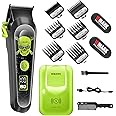 WMARK High Speed Professional Hair Clipper for Men Professional Cordless&Corded Hair Clippers with LCD Display 6 Guide Combs *1comb,Mens Gift-NG-130 (Green)
