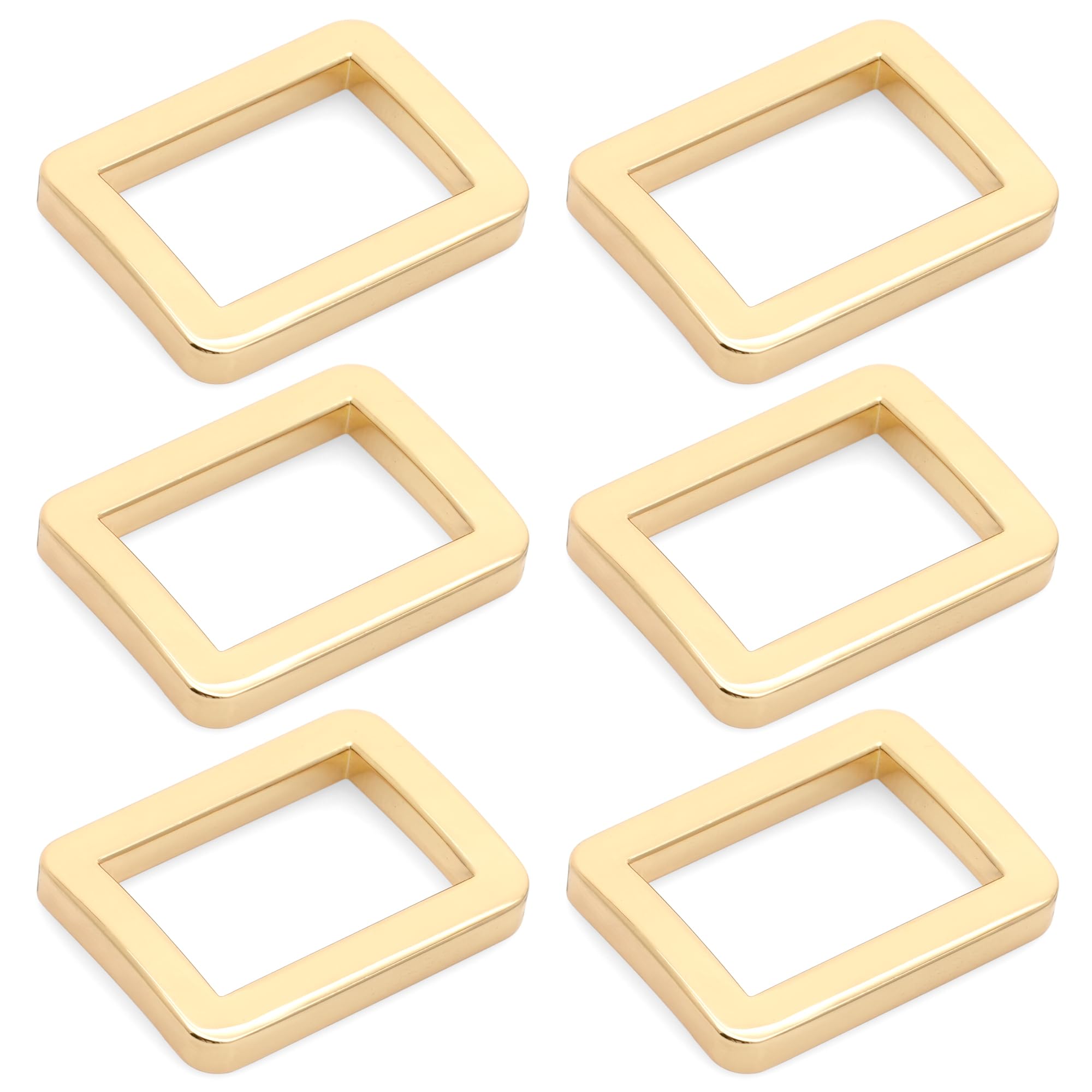 CRAFTMEMORE Metal Flat Rectangle Rings Buckle for Bag Belt Strap Heavy Duty Loop Quality Finish 6 Pack VTLP (1 Inch (25 mm), Gold)