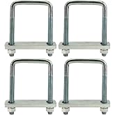 4 Pack Square U-Bolt for Trailer- Fits 4 Inch Wide Leaf Springs, Galvanized Steel Clamp Set, Secure Fit for Truck, Boat and Trailers