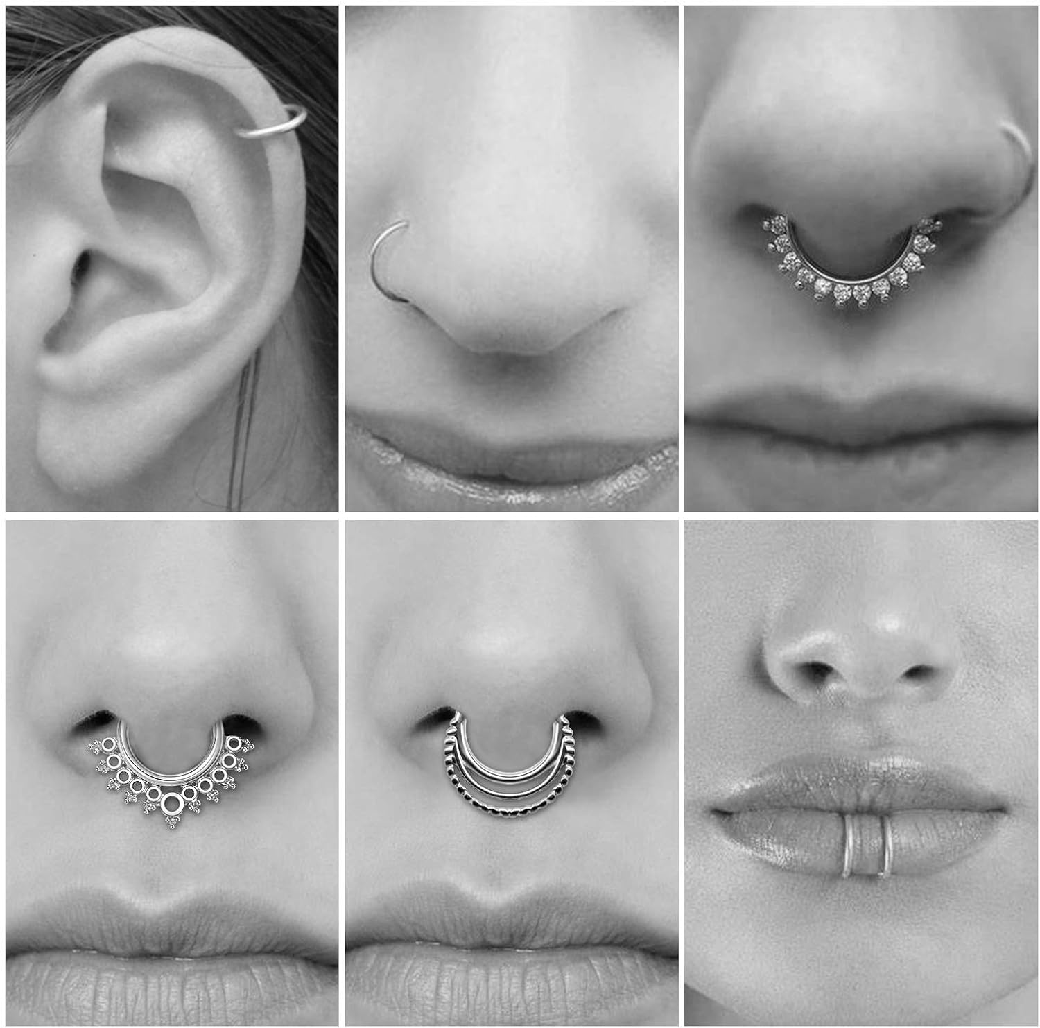 JFORYOU Fake Nose Rings Hoop 15pcs Stainless Steel Faux Fake Lip Ear