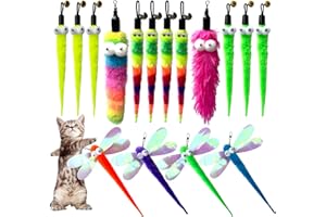 ACCELEAH Cat Worm Toy Refills Cats Teaser Toys Cat Wand Refill Wand Replacement Cat Wand Attachments Cat Fishing Pole Toy Refill 16Pcs Cat Worms Refill,Cat Wand Toy Assorted Teaser Refills