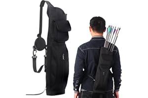Syansju Archery Back Arrow Quiver Arrow Holder, Shoulder Hanged Adjustable Quiver for Arrows, Archery Quiver with Front Pockets