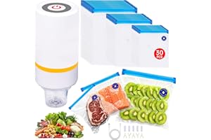 KOSBON 42 PCS Sous Vide Vacuum Sealer Set - 30 Reusable Bags, 5 Clips and Sealing Clips for Anova, Joule Cookers