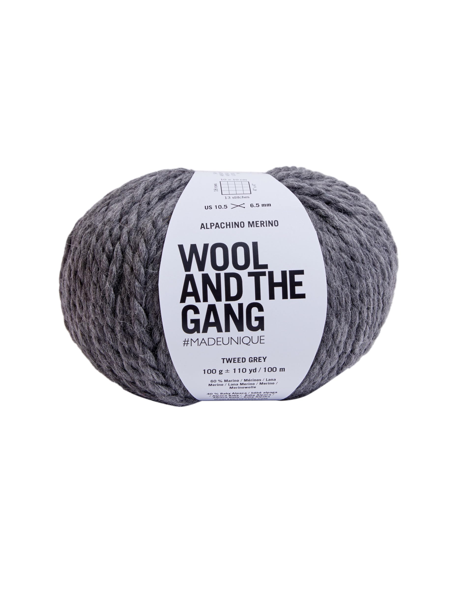 Wool and the Gang Alpachino Merino, Tweed Grey (098), 100g — image 1