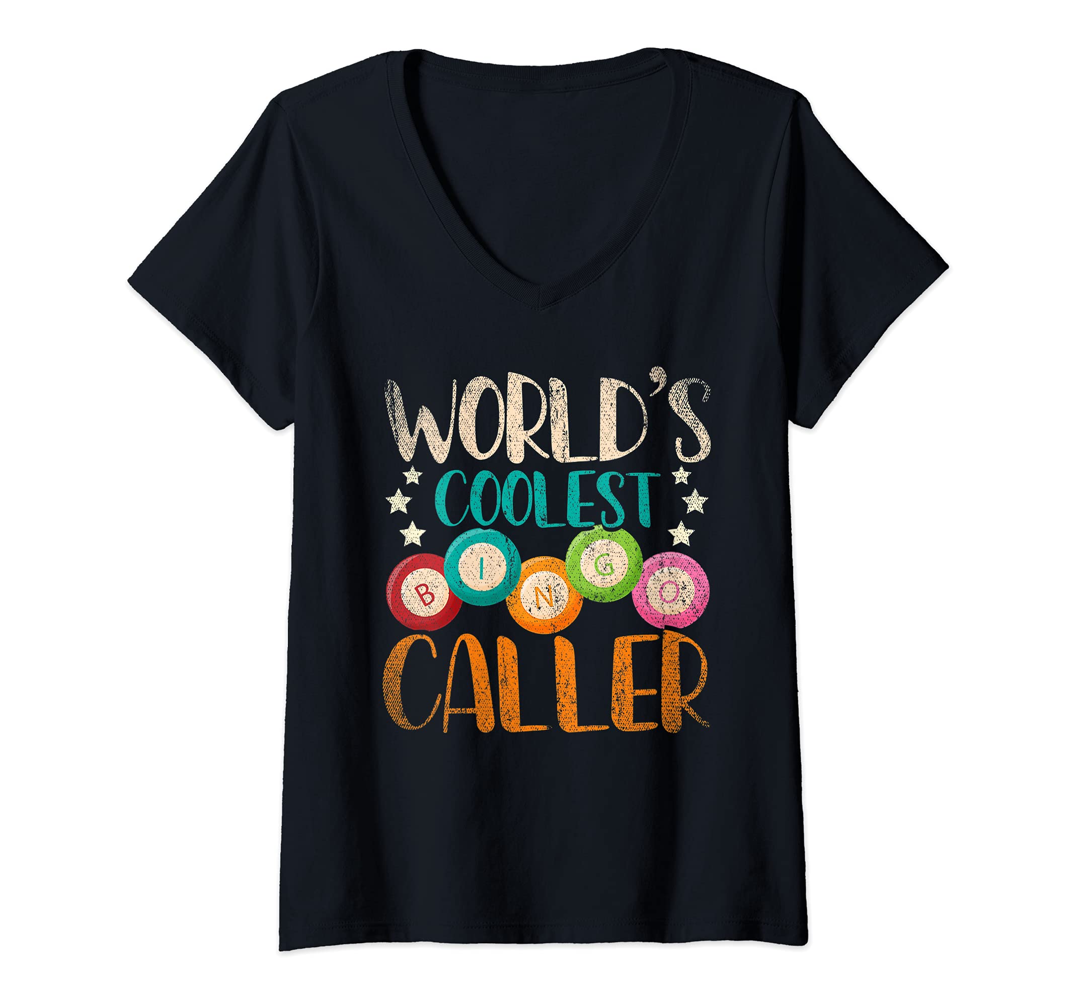 Womens Funny Bingo Player Gift Worlds Coolest Bingo Caller Bingo V-Neck T-Shirt