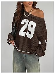 BEAUDRM Women's Y2k Jersey Shirt Oversized Graphic