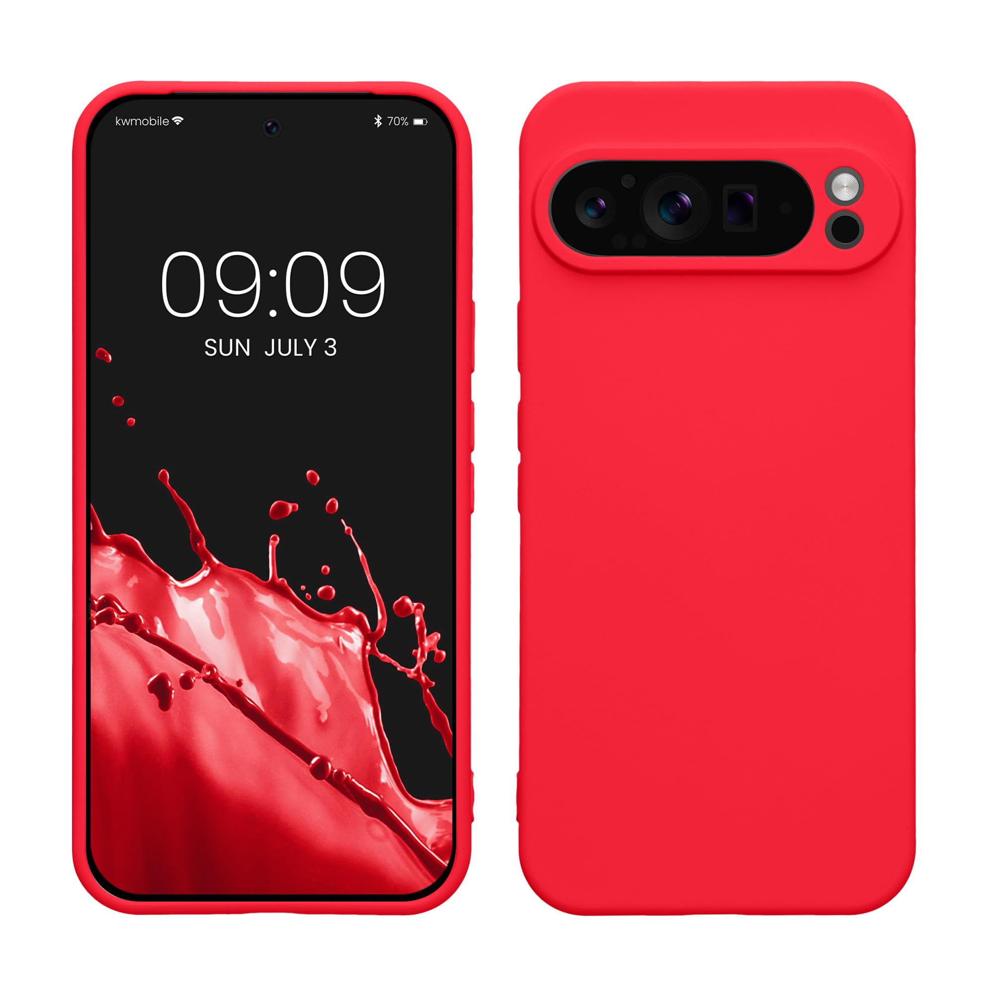 kwmobile Case Compatible with Google Pixel 9 Pro XL Case - Protective Slim TPU Cover with Soft Matte Finish - Neon Pink