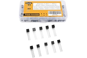 WOWOONE 200Pcs 10Values Transistors Assortment Kit, A1015 BC327 BC337 C1815 S8050 S8550 2N2222 2N2907 2N3904 2N3906 PNP NPN Transistor Kit, Power General Purpose Transistor Assortment Kits
