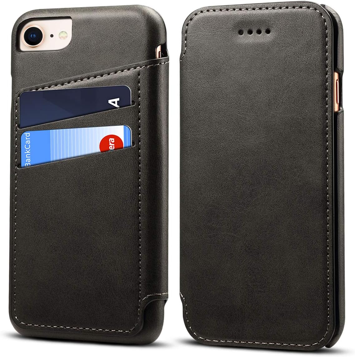Case Compatible iPhone 6s Plus Leather Folio Wallet Case Protective Cover Black Case