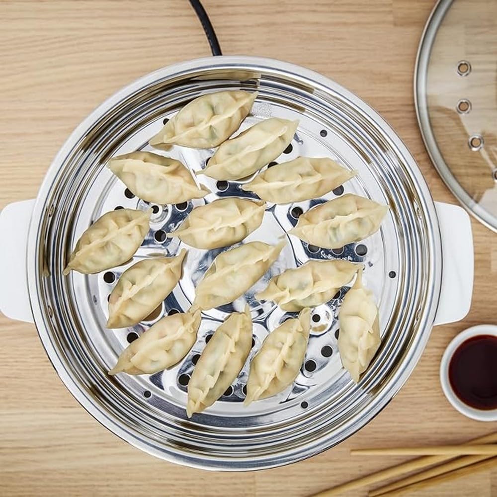 Tefal VC1451 Steam Cooker, 2 Stainless Steel Containers, 6 L Capacity, 24 cm Diameter, Timer and Automatic Shut-off, 900 W