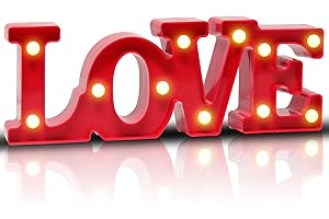 YiaMia Red Love Decor, Valentine & Mothers Day Mom Gifts, Battery Powered Love Sign Night Light, Girlfriend & Birthday Decorations