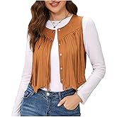 JASGOOD Tassel Vest Women 70s Suede Hippie Faux Sleeveless Fringe Jacket Western Tassel 60S Outfit