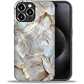 CARLOCA Case for iPhone 16 Pro Max,White Gold Abalone Shell Design - Hybrid Dual Protection Soft TPU + Hard PC, Shockproof Anti-Scratch Cover Men Women Girl Stylish Phone Case