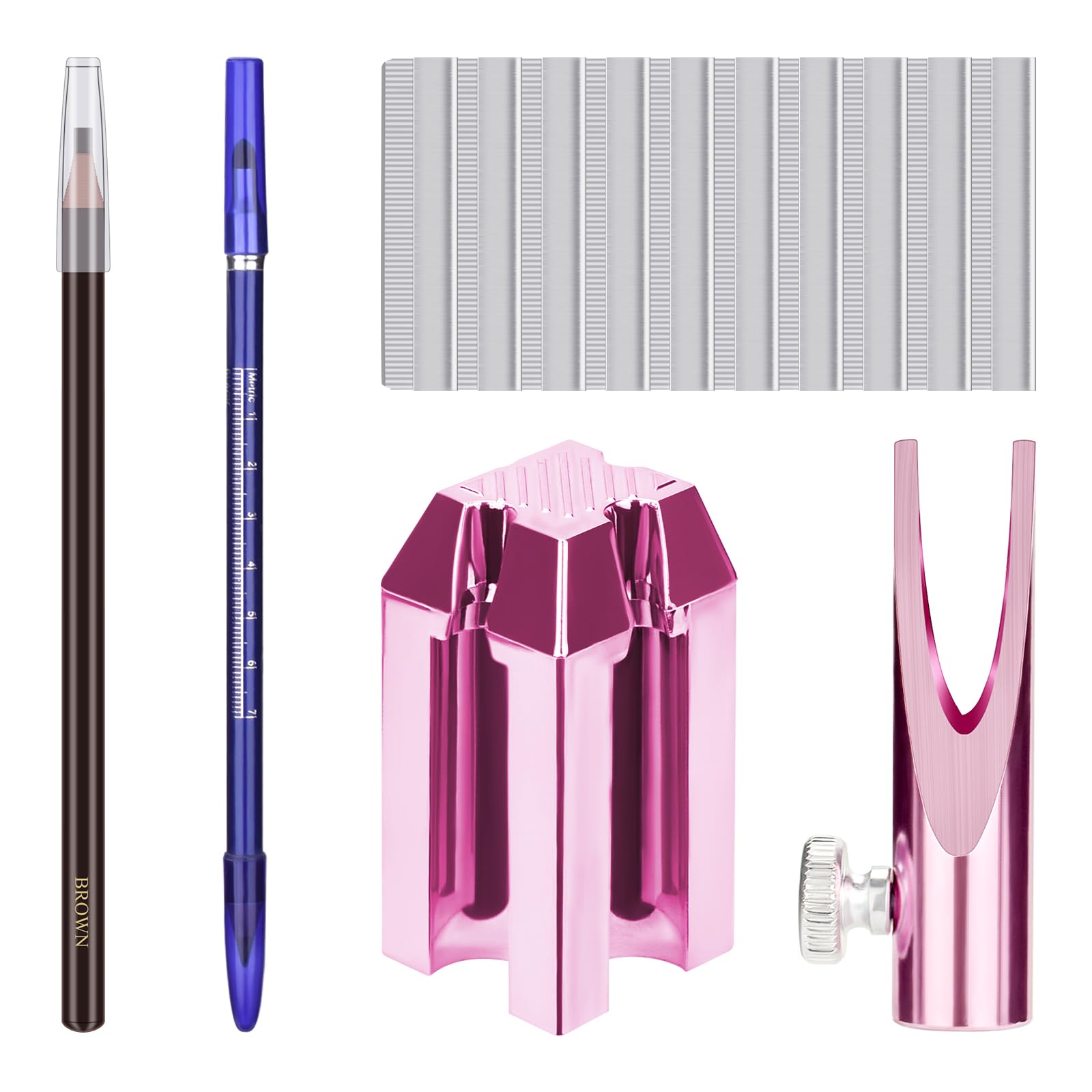 ATOMUS Eyebrow Makeup Sharpener Set 0.8cm and 1cm Pencil Sharpener 10pcs Eyebrow Trimmer Brown and Black Eyebrow Pencil Set for Makeup and Microblading Eyebrow