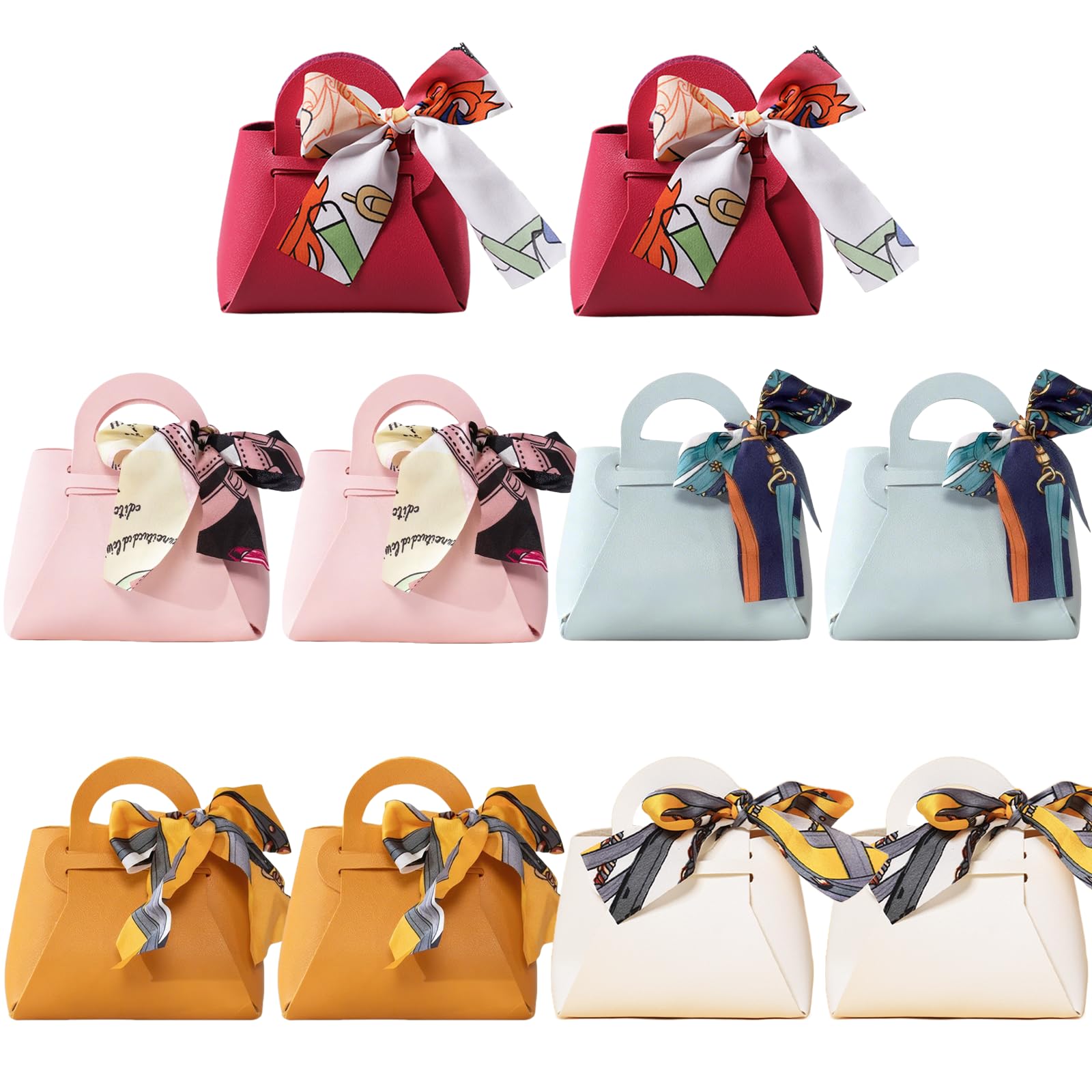 Photo 1 of HOSDZOU 10 Pack Leather Wedding Candy Gift Bags with Handle Reusable Party Favor Boxes for Weddings, Baby Showers, Birthday, Weddings,Christmas, Halloween (B)