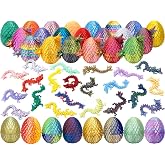 8 Pcs Random 3D Printed Dragon Eggs with Dragon Inside | Mystery Easter Egg Set Articulated Fidget,Home Office Decor Executive Desk Gifts
